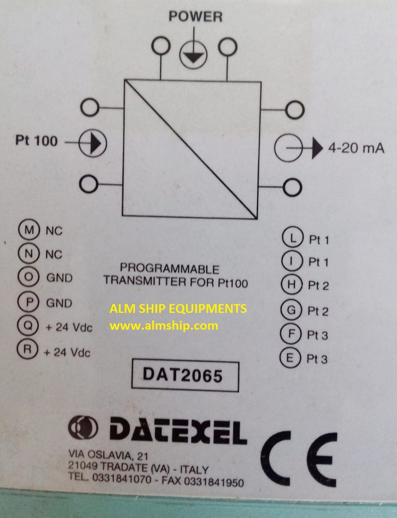 DAT 2065 RTD INPUT PROGRAMMABLE TRANSMITTER PT100 FOR DATEXEL